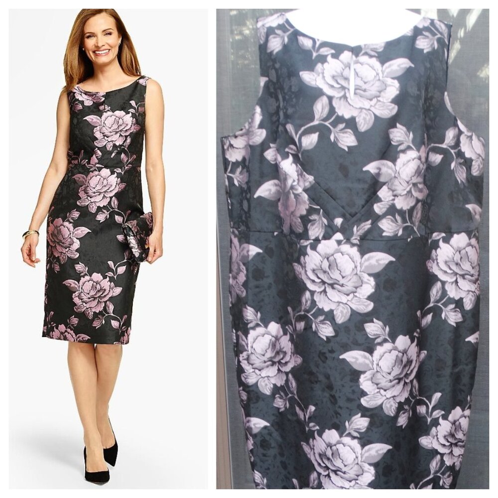 New TALBOTS Plus Size 22W Rose Jacquard Sheath Dress, sleeveless $209